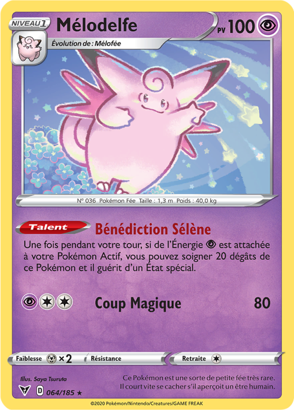 Carte Pokémon Mélodelfe 064/185 Rare Voltage Éclatant