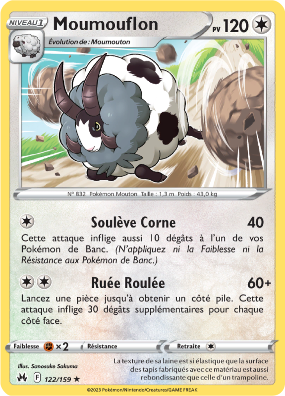 Carte Pokémon Moumouflon 122/159 Rare Zénith Suprême