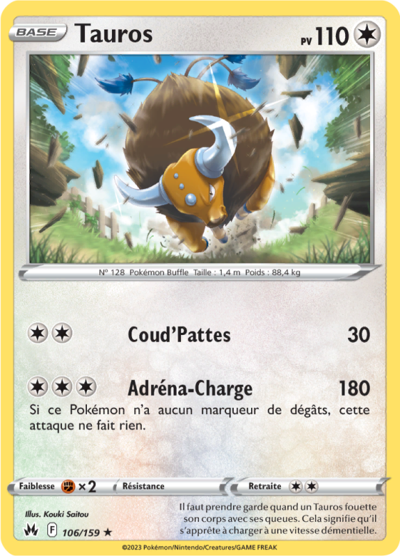 Carte Pokémon Tauros 106/159 Rare Zénith Suprême