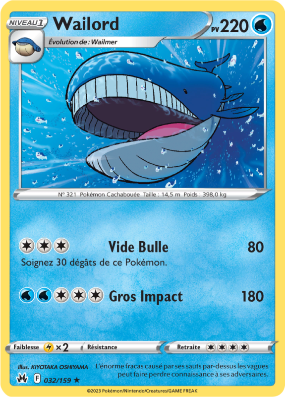 Carte Pokémon Wailord 032/159 Rare Zénith Suprême