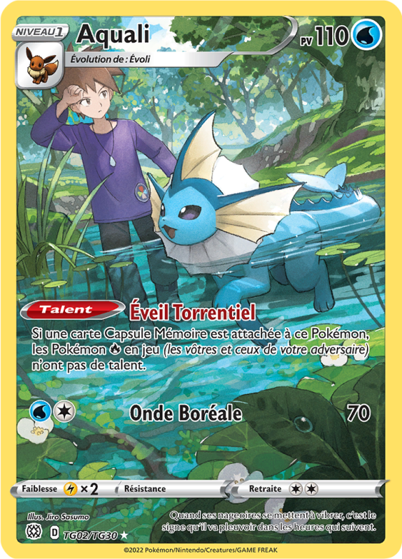 Carte Pokémon Aquali TG02/TG30 Trainer Gallery Stars Étincelantes
