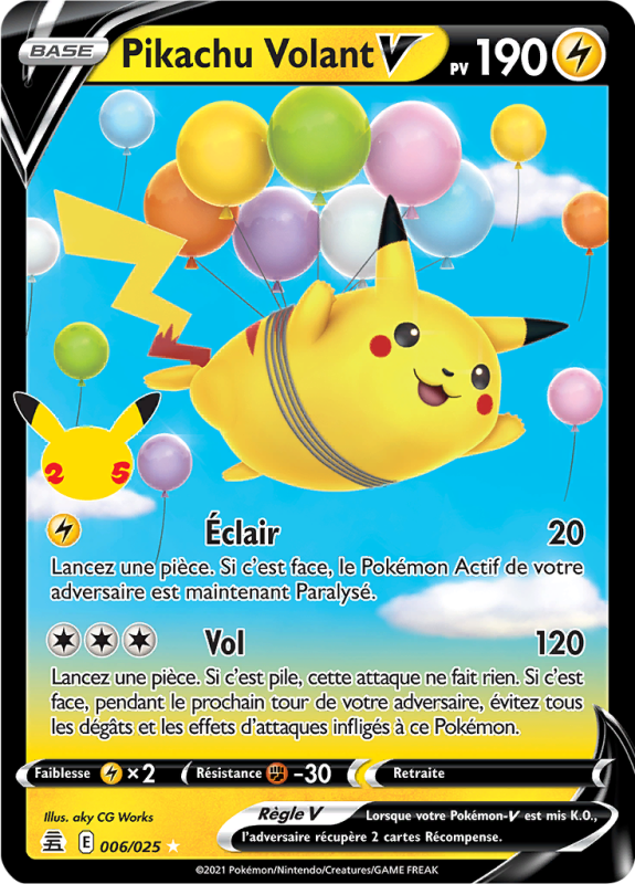 Carte Pokémon Pikachu Volant-V 006/025 Ultra Rare Célébrations (JCC)