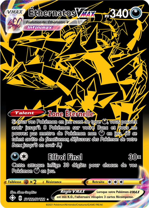 Carte Pokémon Éthernatos-VMAX SV122/SV122 Ultra Rare Destinées Radieuses