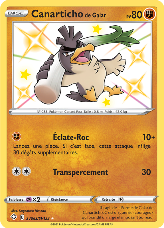 Carte Pokémon Canarticho de Galar SV063/SV122 Ultra Rare Destinées Radieuses