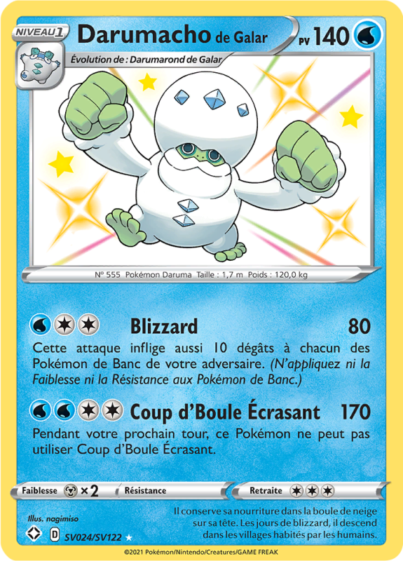 Carte Pokémon Darumacho de Galar SV024/SV122 Ultra Rare Destinées Radieuses