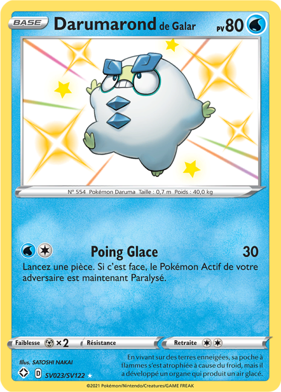 Carte Pokémon Darumarond de Galar SV023/SV122 Ultra Rare Destinées Radieuses