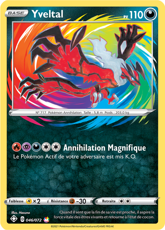 Carte Pokémon Yveltal 046/072 Ultra Rare Destinées Radieuses