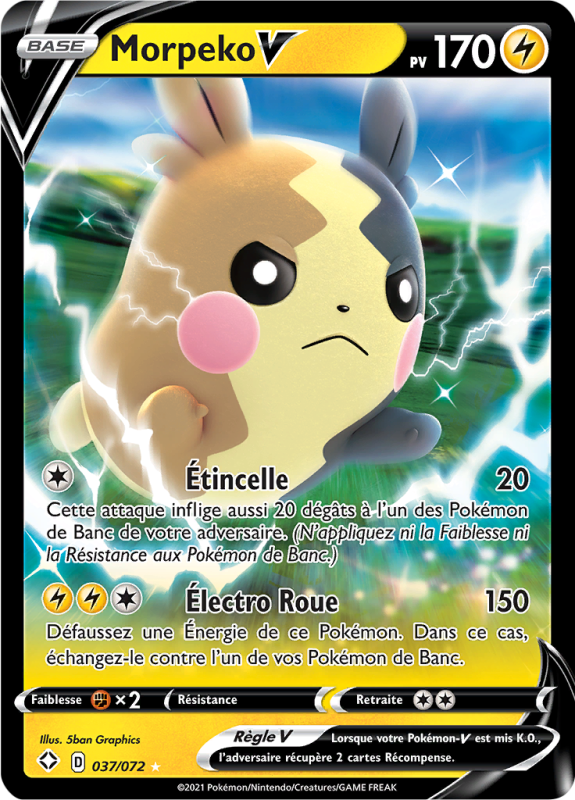 Carte Pokémon Morpeko-V 037/072 Ultra Rare Destinées Radieuses