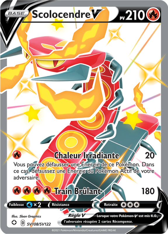 Carte Pokémon Scolocendre-V SV108/SV122 Ultra Rare Destinées Radieuses