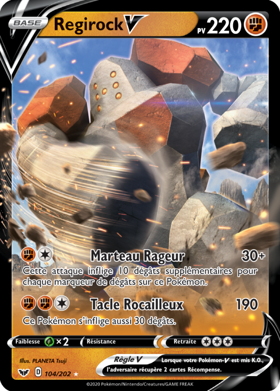 Carte Pokémon Regirock-V 104/202 Ultra Rare Épée et Bouclier (JCC)