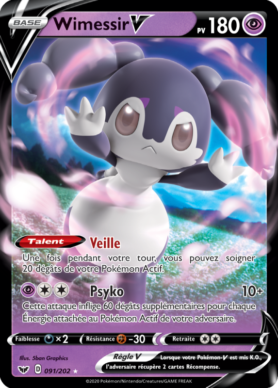 Carte Pokémon Wimessir-V 091/202 Ultra Rare Épée et Bouclier (JCC)