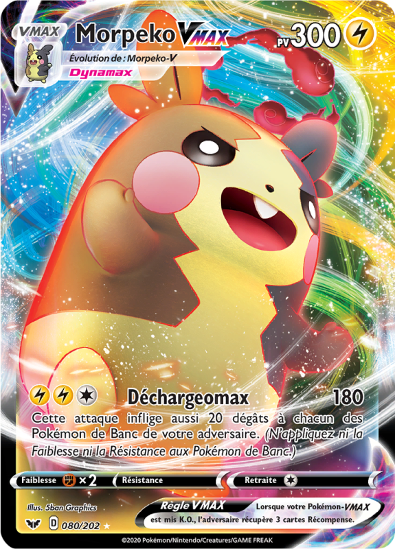 Carte Pokémon Morpeko-VMAX 080/202 Ultra Rare Épée et Bouclier (JCC)