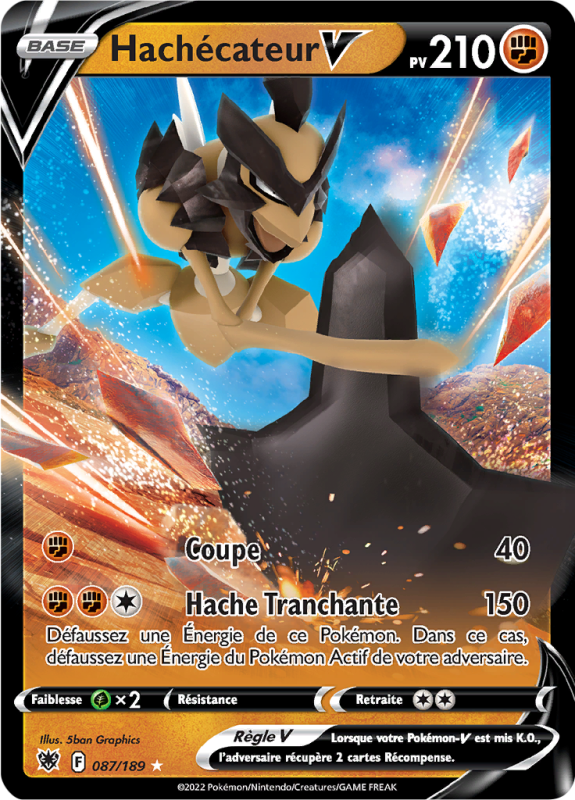 Carte Pokémon Hachécateur-V 087/189 Ultra Rare Astres Radieux