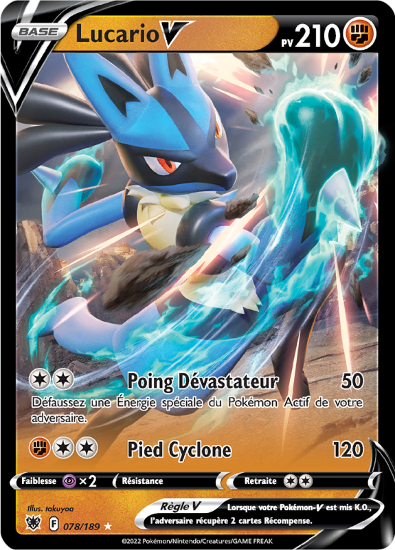 Carte Pokémon Lucario-V 078/189 Ultra Rare Astres Radieux
