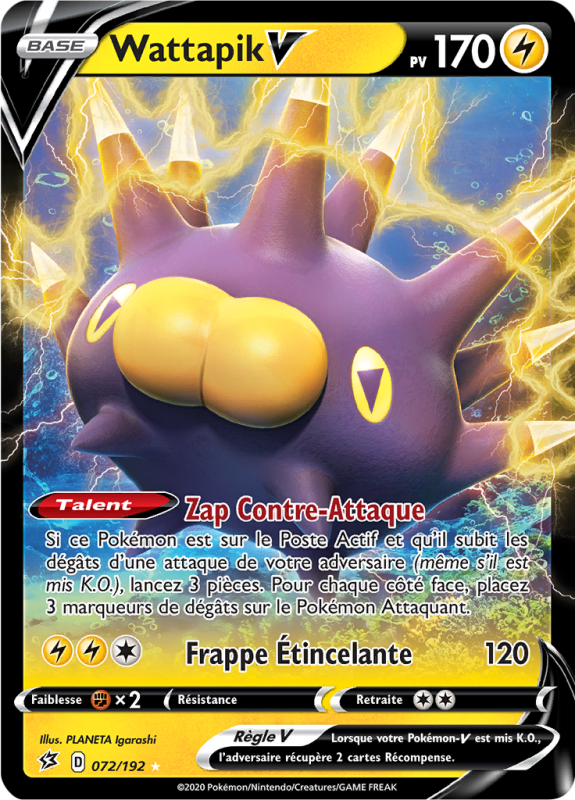 Carte Pokémon Wattapik-V 072/192 Ultra Rare Clash des Rebelles