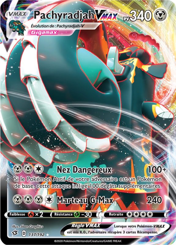 Carte Pokémon Pachyradjah-VMAX 137/192 Ultra Rare Clash des Rebelles
