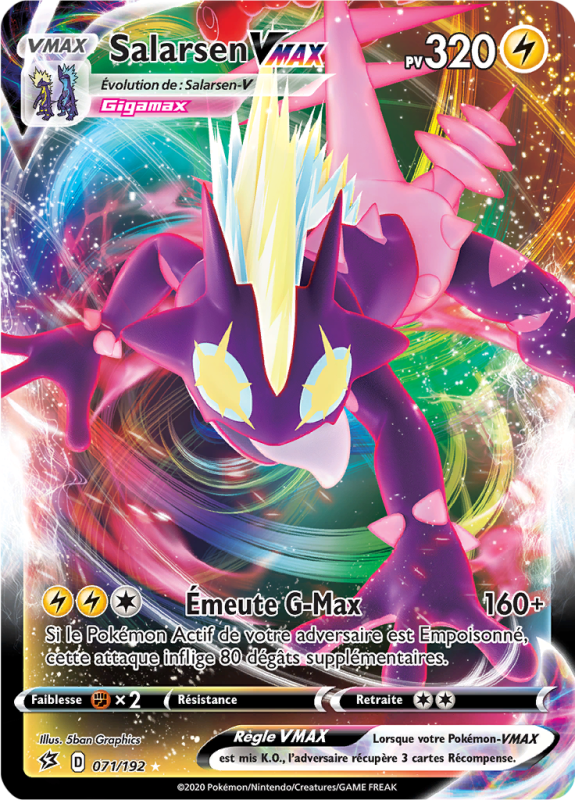 Carte Pokémon Salarsen-VMAX 071/192 Ultra Rare Clash des Rebelles