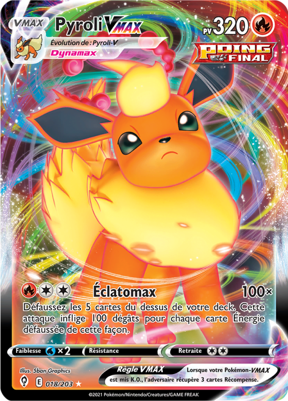 Carte Pokémon Pyroli-VMAX 018/203 Ultra Rare Évolution Céleste