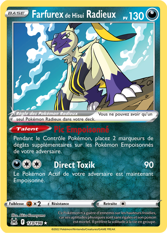 Carte Pokémon Farfurex de Hisui Radieux 123/196 Ultra Rare Origine Perdue