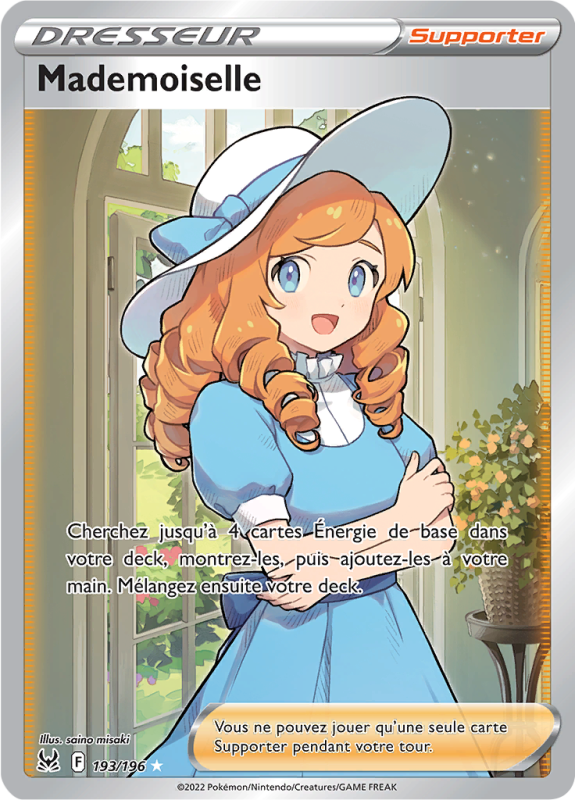 Carte Pokémon Mademoiselle 193/196 Ultra Rare Origine Perdue