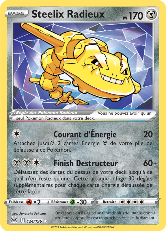 Carte Pokémon Steelix Radieux 124/196 Ultra Rare Origine Perdue