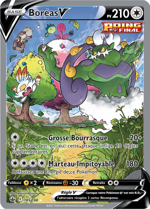 Carte Pokémon Boréas-V 185/198 Ultra Rare Règne de Glace