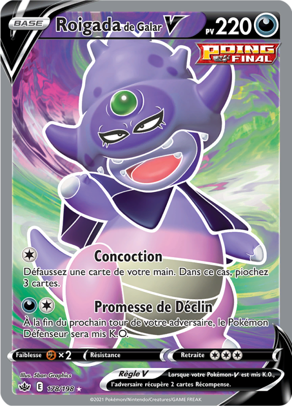 Carte Pokémon Roigada de Galar-V 178/198 Ultra Rare Règne de Glace