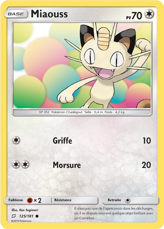 Carte Pokémon Miaouss 125/181 Commune Duo de Choc