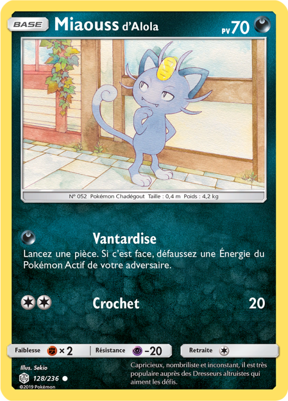 Carte Pokémon Miaouss d'Alola 128/236 Commune Éclipse Cosmique