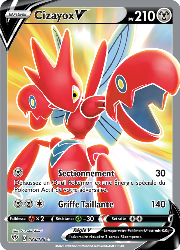 Carte Pokémon Cizayox-V 183/189 Ultra Rare Ténèbres Embrasées