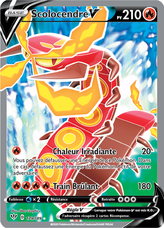 Carte Pokémon Scolocendre-V 179/189 Ultra Rare Ténèbres Embrasées