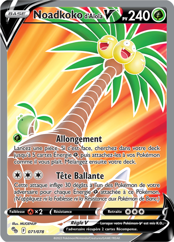 Carte Pokémon Noadkoko d'Alola-V 071/078 Ultra Rare Pokémon GO (JCC)