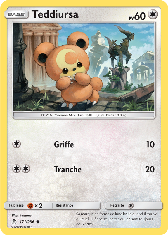 Carte Pokémon Teddiursa 171/236 Commune Éclipse Cosmique