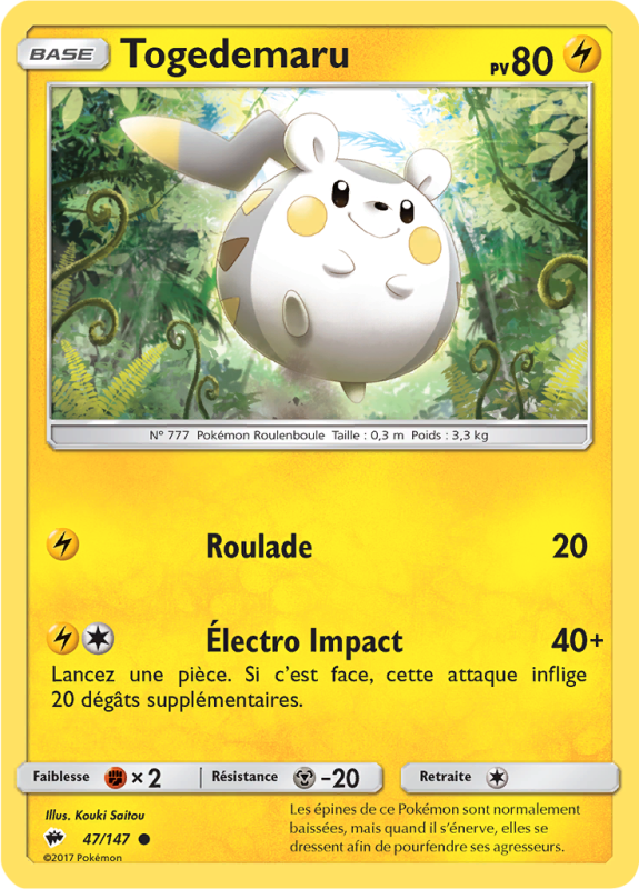 Carte Pokémon Togedemaru 47/147 Commune Ombres Ardentes