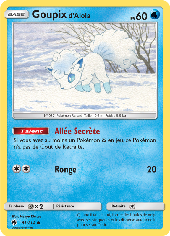 Carte Pokémon Goupix d'Alola 53/214 Commune Tonnerre Perdu