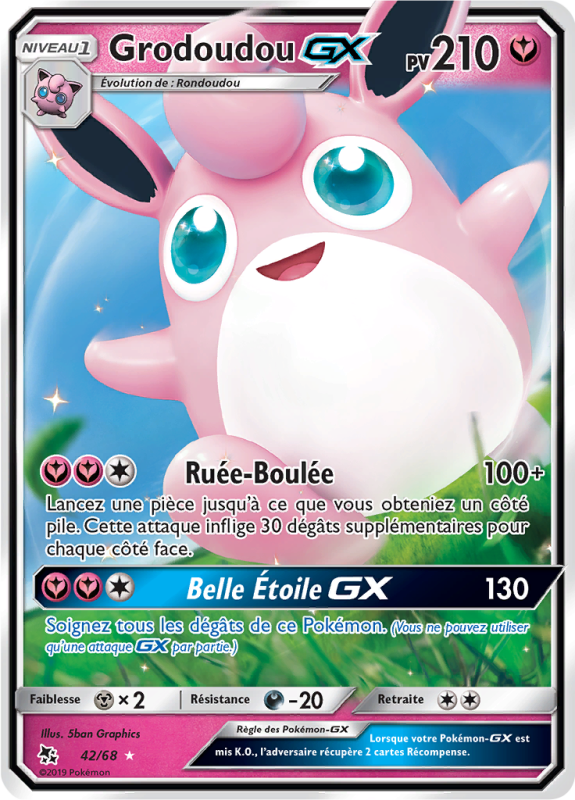 Carte Pokémon Grodoudou-GX 42/68 Ultra Rare Destinées Occultes