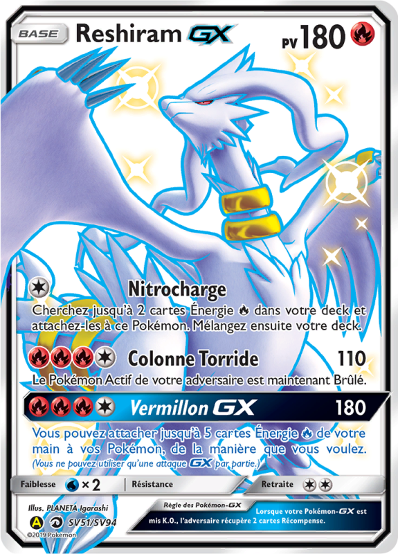 Carte Pokémon Reshiram-GX SV51/SV94 Ultra Rare Destinées Occultes