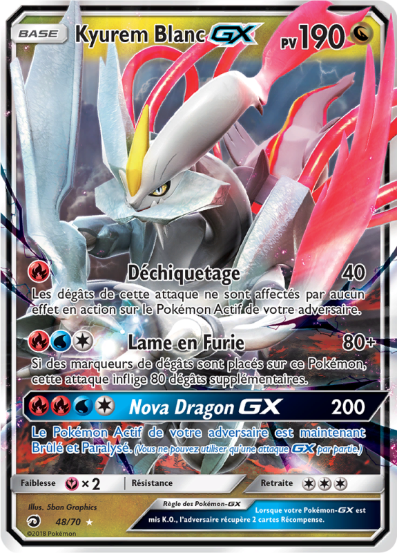 Carte Pokémon Kyurem Blanc-GX 48/70 Ultra Rare Majesté des Dragons