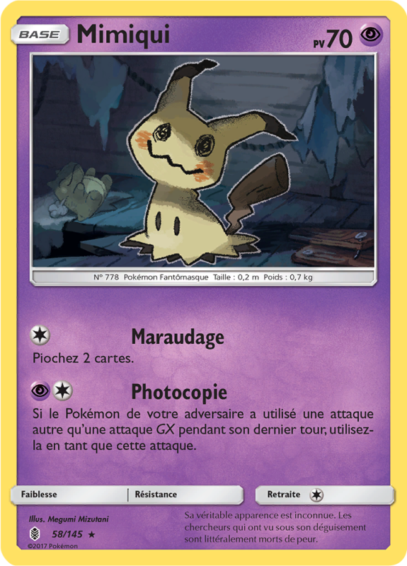 Carte Pokémon Mimiqui 58/145 Holographique Gardiens Ascendants