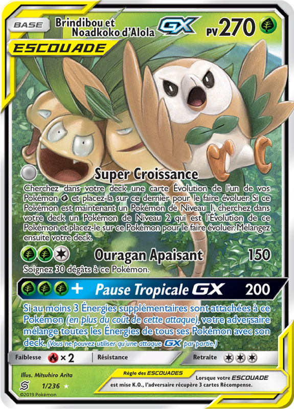 Carte Pokémon Brindibou et Noadkoko d'Alola-GX 1/236 Ultra Rare Harmonie des Esprits