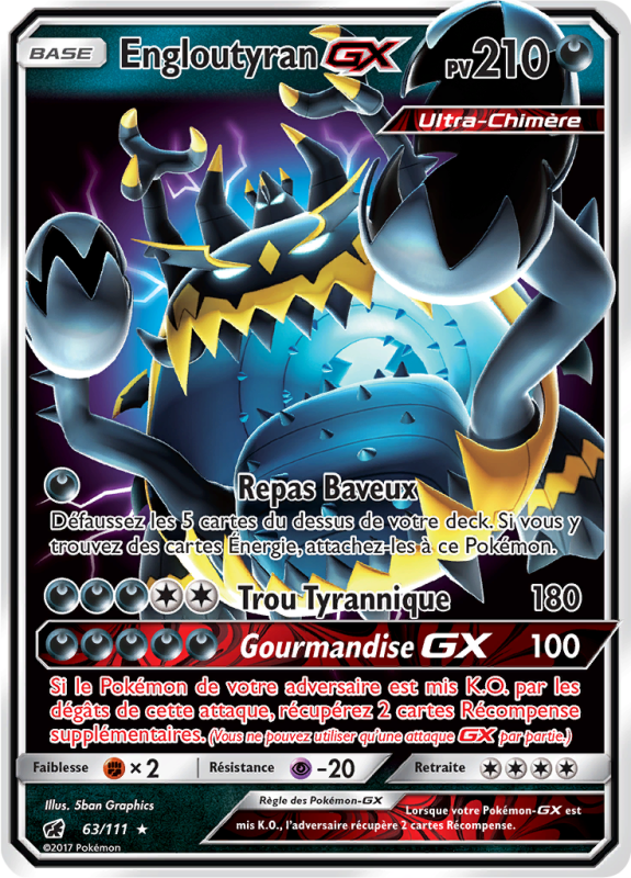 Carte Pokémon Engloutyran-GX 63/111 Ultra Rare Invasion Carmin