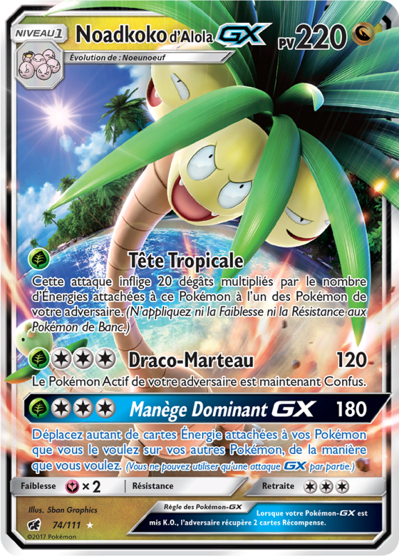 Carte Pokémon Noadkoko d'Alola-GX 74/111 Ultra Rare Invasion Carmin