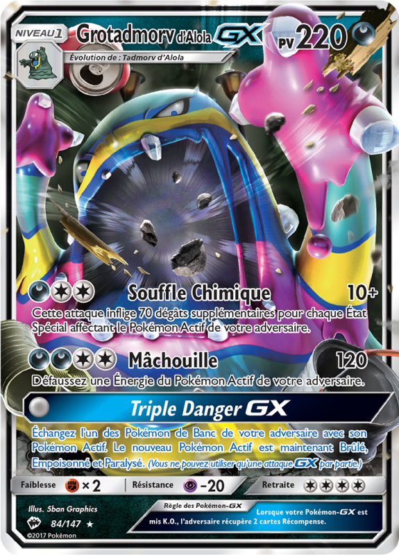 Carte Pokémon Grotadmorv d'Alola-GX 84/147 Ultra Rare Ombres Ardentes