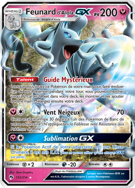Carte Pokémon Feunard d'Alola-GX 132/214 Ultra Rare Tonnerre Perdu