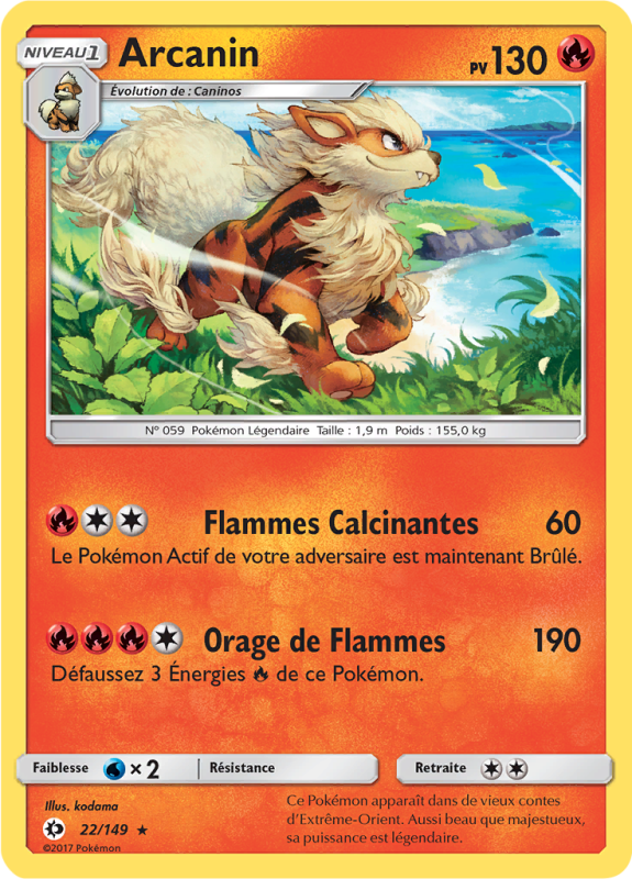 Carte Pokémon Arcanin 22/149 Holographique Soleil et Lune (JCC)