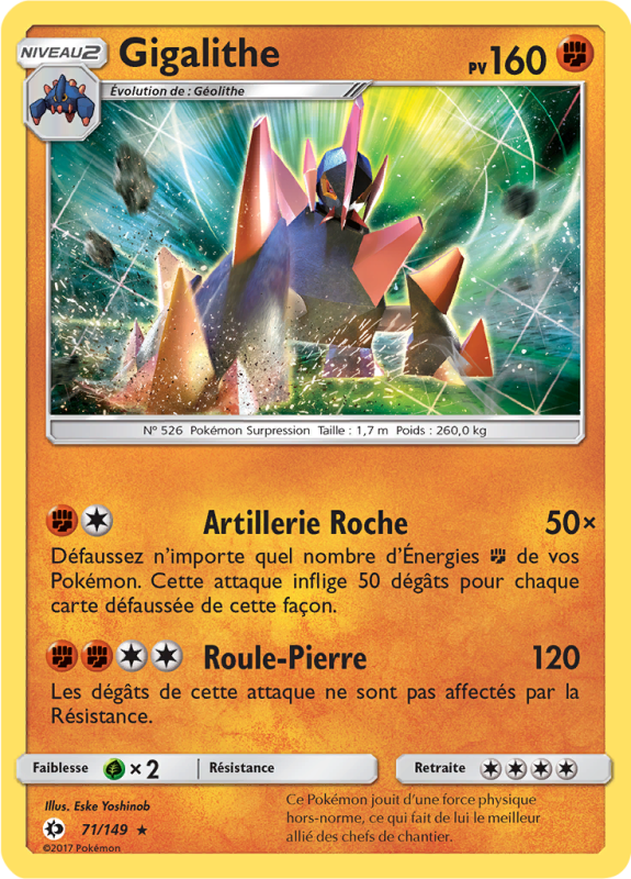 Carte Pokémon Gigalithe 71/149 Holographique Soleil et Lune (JCC)