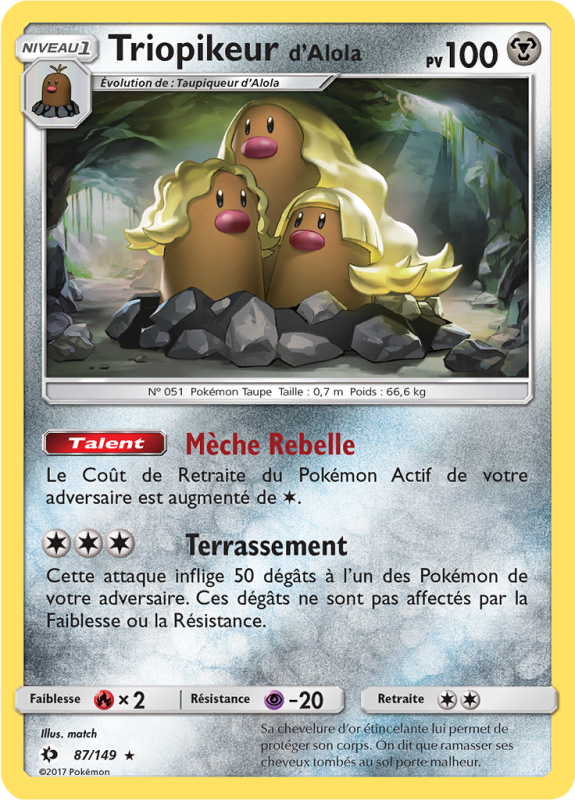 Carte Pokémon Triopikeur d'Alola 87/149 Holographique Soleil et Lune (JCC)