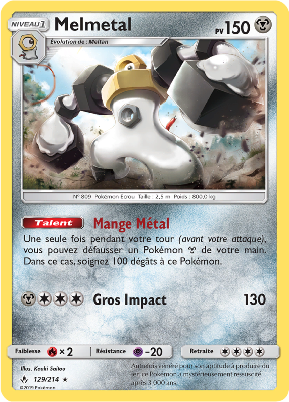 Carte Pokémon Melmetal 129/214 Holographique Alliance Infaillible