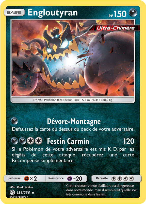 Carte Pokémon Engloutyran 136/236 Holographique Éclipse Cosmique