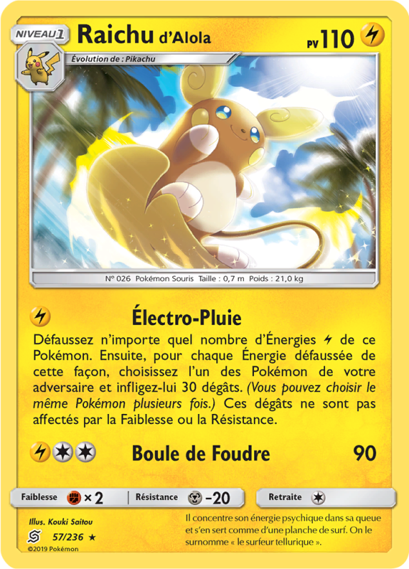 Carte Pokémon Raichu d'Alola 57/236 Holographique Harmonie des Esprits